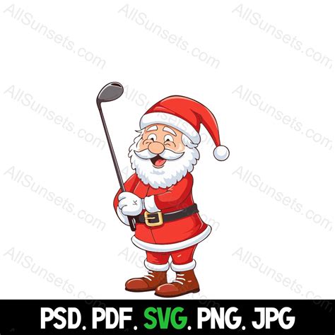 Santa Claus Playing Golf Svg Png Pdf Psd  File Types Christmas St