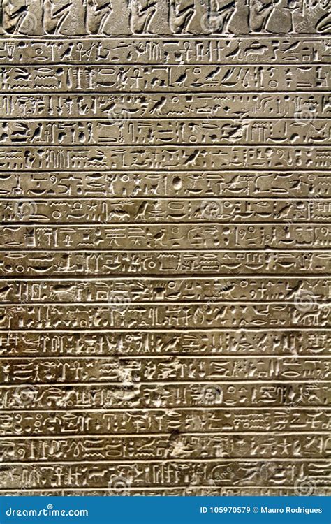 Ancient Egyptian Hieroglyphic Cuneiform Writing Editorial Stock Image