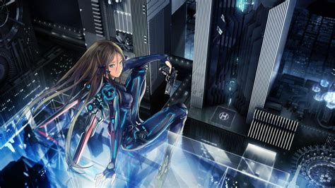 1920x1080 Artwork Fantasy Art Anime Girls Futuristic City Anime