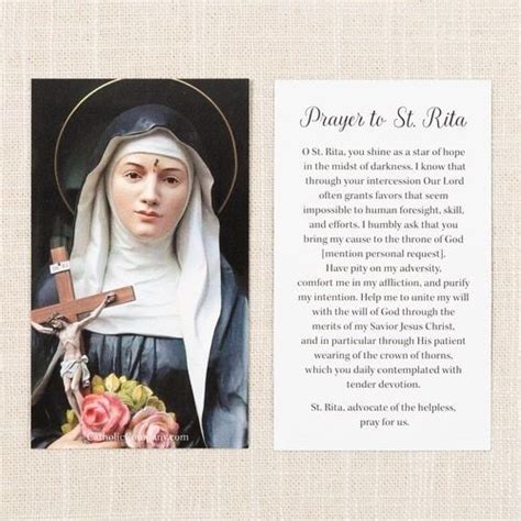 St Rita Prayer Card In 2020 Prayer To St Rita Prayers Prayers For