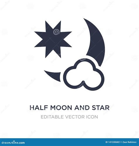 Half Moon And Star Icon On White Background Simple Element