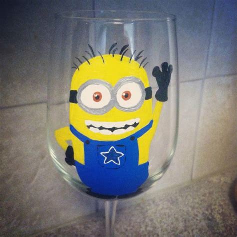 Handpainted Despicable Me Minion Tall White Wine Etsy Minions Wine