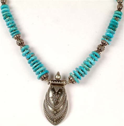 turquoise necklace exotic india art