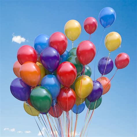 Premium Photo Colorful Balloons Bunch Floating In The Sky