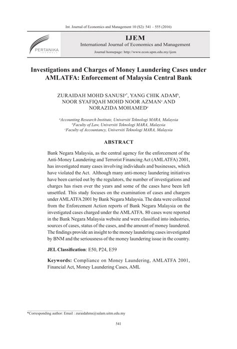 Money laundering can be done through investing money in legal business, acquisition of assets by paying the necessary taxes and use underground it is impossible to relate it with other criminal cases. (PDF) Investigations and charges of money laundering cases ...