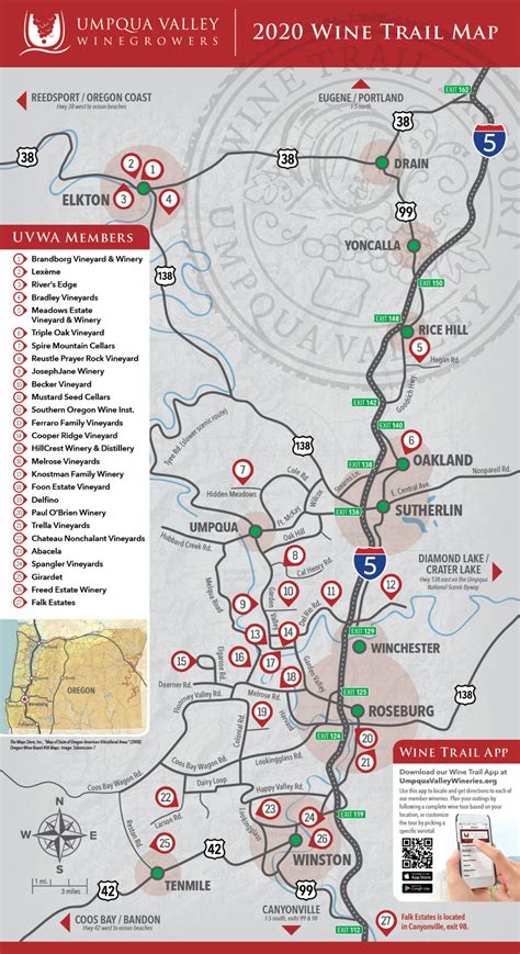 Umpqua Valley Winegrowers Wine Tour Map
