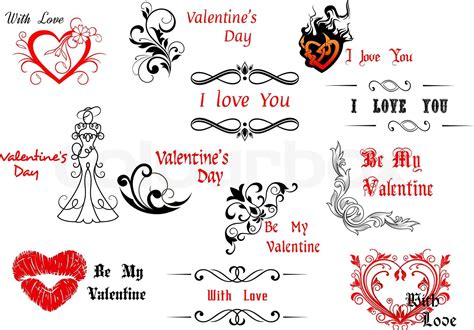 Valentines Day Design Elements With Calligraphic Scripts Stock