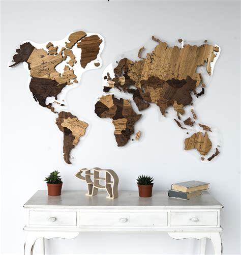 World Map Wood Wall Art Weltkarte Holz Wooden World Map World Map Wall