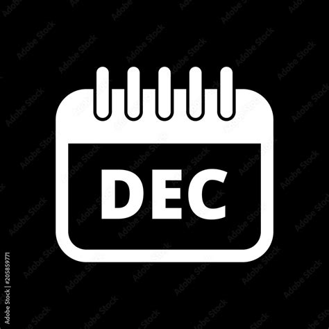 December Calendar Icon Calendar Sign December Month Symbol On Dark