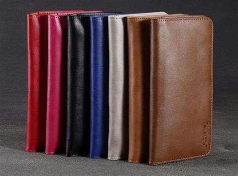 Floveme Genuine Leather Universal Mobile Phone Wallet Case Mobile