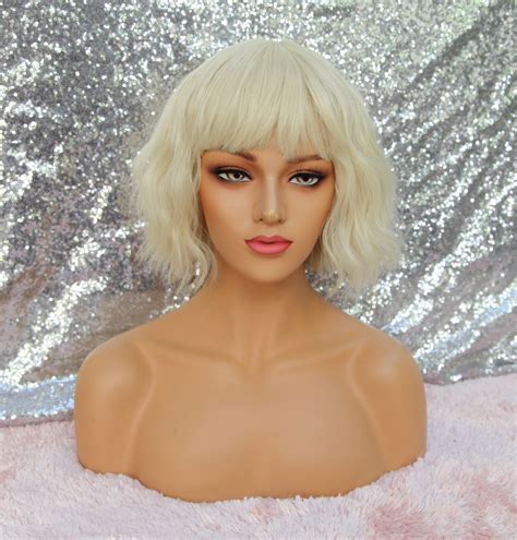 Platinum Blonde Wig Bangs Natural Wig Chemo Wig Getaway Etsy