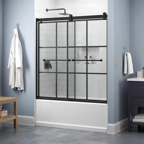 Delta Everly 60 In X 58 3 4 In Contemporary Sliding Frameless Bathtub Door In Matte Black With