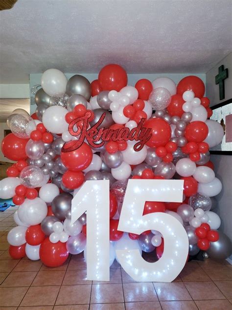 Happy 15th Birthday Balloon Wall In 2022 Silver Party Decorations