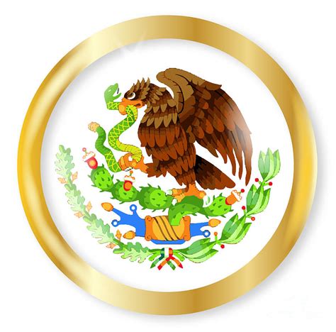 Mexican Flag Emblem Button Digital Art By Bigalbaloo Stock Pixels