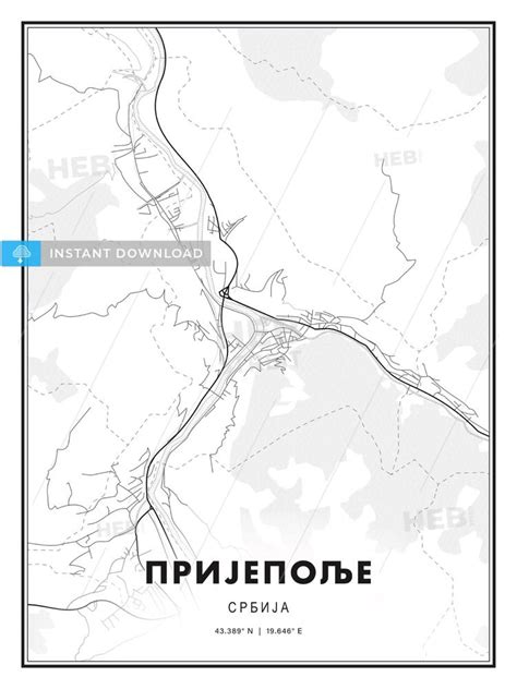 This Printable Map Template Of Prijepolje Serbia With Cityname