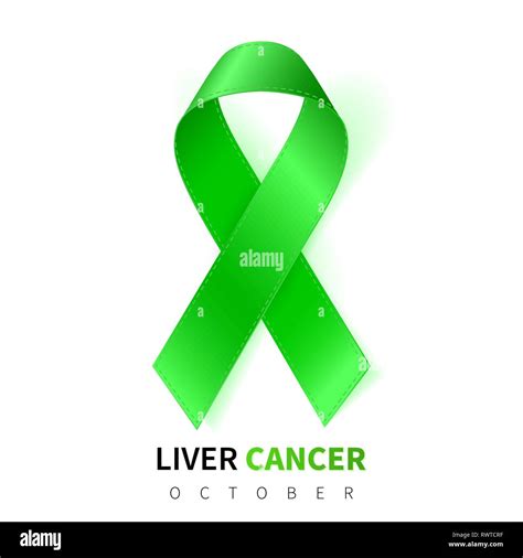 Liver Cancer Awareness Month Realistic Emerald Green Ribbon Symbol