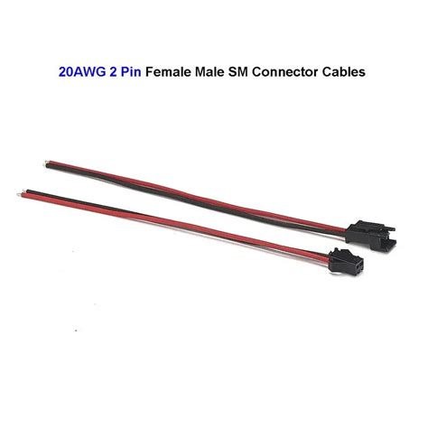 2 Pin Sm Female Male Connector Cable Terminals Plug 20awg Wire For 5050