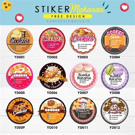 1000 Pcs Sticker Makanan Sticker Melekat Kuat Sticker Pelbagai