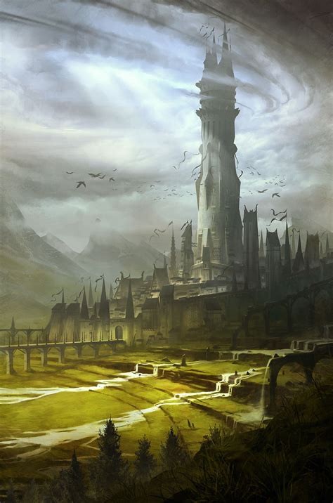 Artstation High Tower Pascal Quidault Fantasy Landscape Fantasy