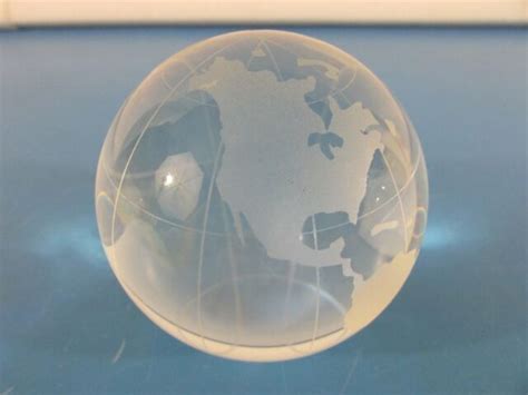 Etched Crystal Clear World Earth Globe Glass Paperweight 3 Diameter Ebay