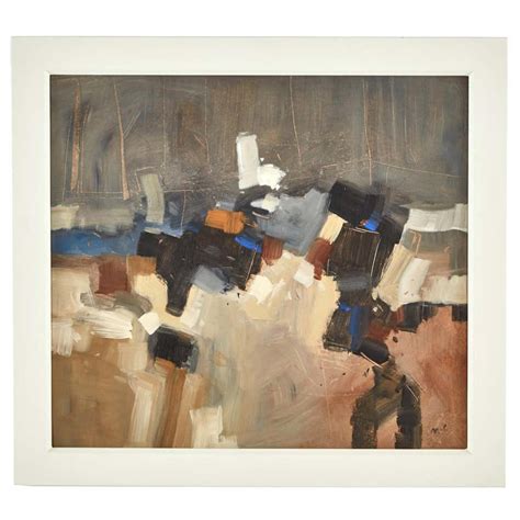 Abstract Painting Of Browns And Blues In White Frame By Artist Malcolm