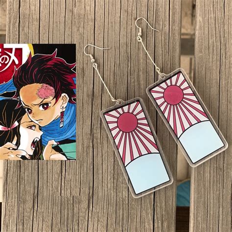 Anime Demon Slayer Kimetsu No Yaiba Kamado Tanjirou Acrylic Earrings