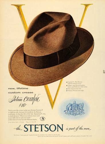 1953 Ad John B Stetson Logo Custom V Man Hats Fashion Original