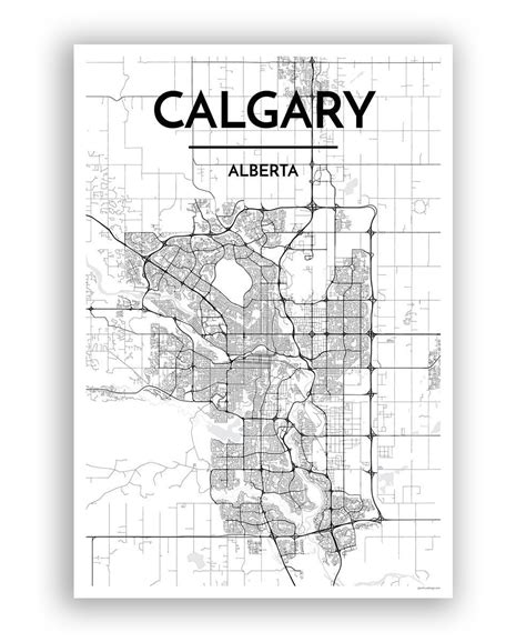 A Black And White Map Of The City Of Calgary California With Text