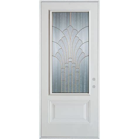 Stanley Doors 36 In X 80 In Art Deco 34 Lite 1 Panel Painted White