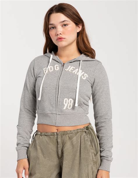 bdg urban outfitters shrunken zip front womens hoodie heather gray tillys