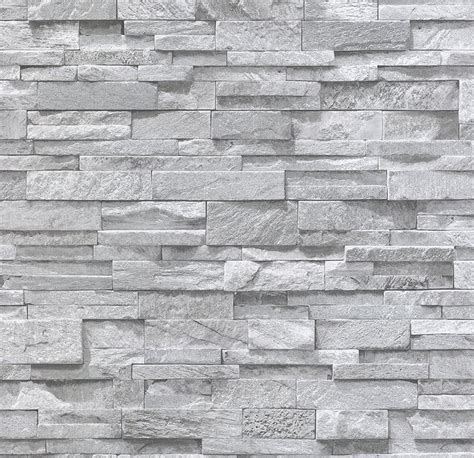 3d Effect Brick Slate Stone Wallpaper Grey Granite