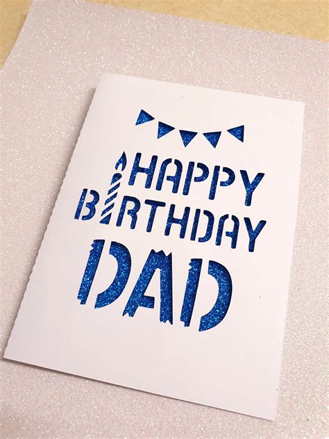 Happy Birthday Dad Card Paper Cut Cricut Silhouette Svg Etsy