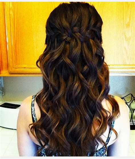Waterfall Braid With Curly Hair Curlypromhairstyles Prom Hairstyles