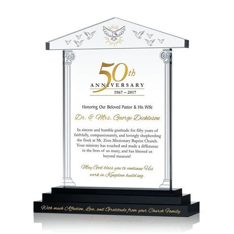 Thoughtful customized gifts are always a delight for the receiver. Pastoral 50th Anniversary/Golden Jubilee Gift Plaque ...