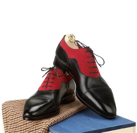 Another essential factor considered is the size of the. Handmade men two tone red and black formal shoes, Mens ...