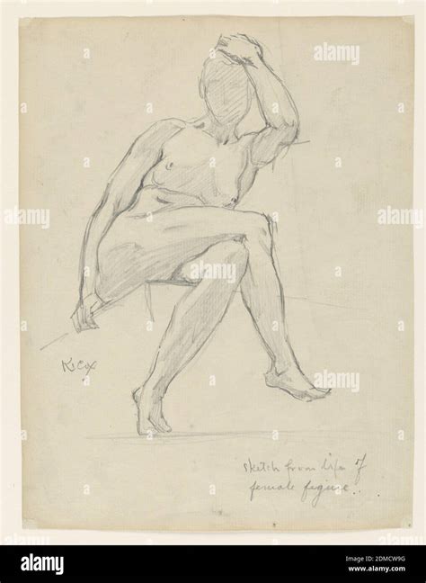 Study Of A Female Figure Kenyon Cox American Graphite On Paper Sketch Of A Female