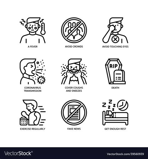 Covid19 19 Icons Set Royalty Free Vector Image