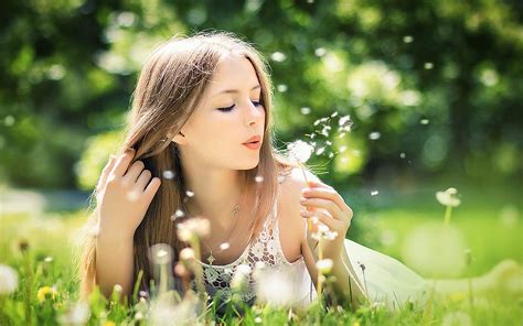 Download Wallpaper For 640x1136 Resolution Girl Blowing Dandelion
