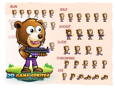 Bear Warrior 2d Game Character Sprites By Dionartworks Codester