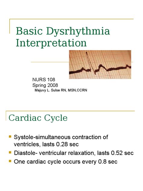 Basic Dysrhythmia Interpretation Electrocardiography Artificial