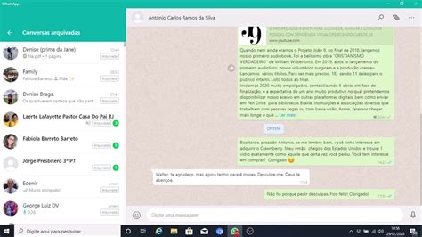 Whatsapp No Seu Computador Com O Nvda Arquivar Uma Conversa E Alternar
