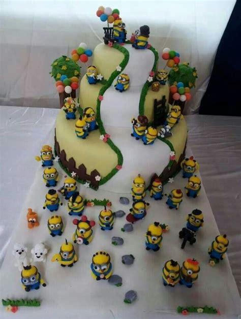 Half round on top, followed by four layers of cake. minions cake design | Minions cake | despicable me cakes ...
