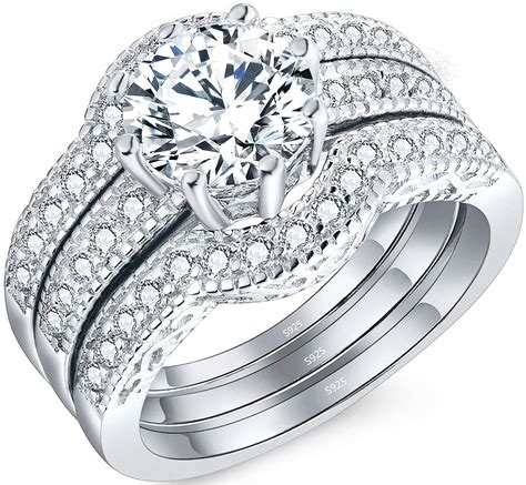 Mabella Couples Rings Her Halo Cz Sterling Silver Engagement Wedding