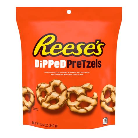 Reeses Milk Chocolate Peanut Butter Dipped Pretzels 850oz Candy Bag