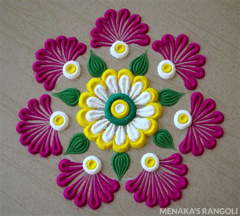 Very Easy And Simple Rangoli Design Easy Color Muggulu Design