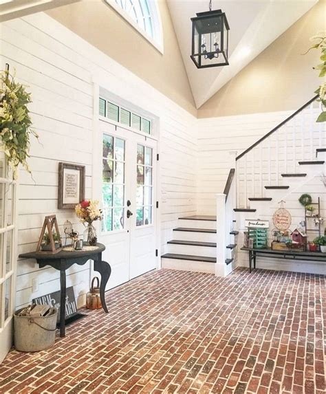 Pin By Tabatha Lucas On Barndo Farmhouse Interior Brick Flooring House