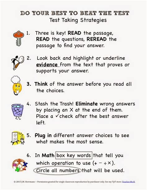 Test Taking Strategies For Elementary Students Anchor Chart