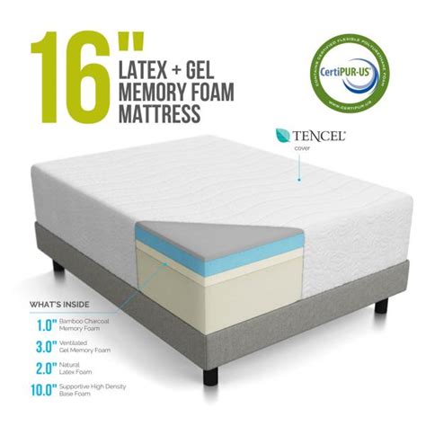 Simply the most comfortable latex mattress designs available, featuring our premium all talalay natural latex mattresses, with no synthetic content. 16" Natural Latex and Memory Foam Mattress by Lucid ...