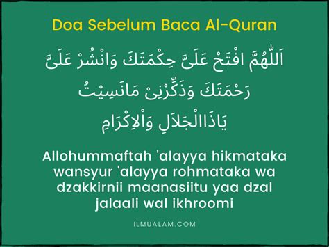 Doa Sebelum Dan Selepas Membaca Al Quran Rumi And Jawi