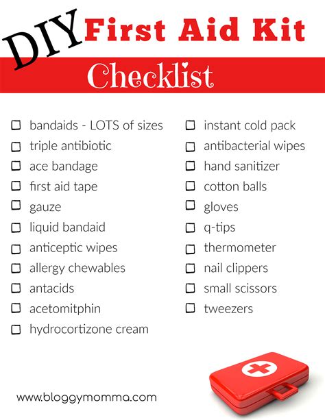 Printable First Aid Checklist Template Printable Templates